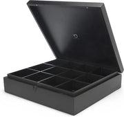 Bamboo Contenitori con 12 Compartimenti - Soluzione di Archiviazione Chiusa e Elegante - Nero