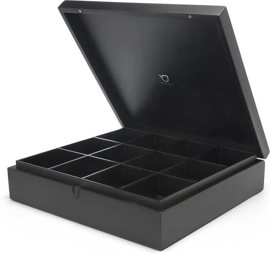 Bamboo Contenitori con 12 Compartimenti - Soluzione di Archiviazione Chiusa e Elegante - Nero