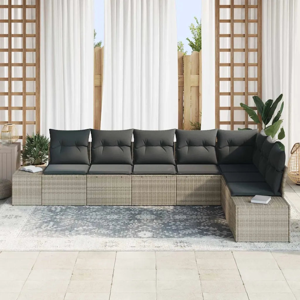 Set Divano da Giardino 8 pcs Grigio chiaro polyrattan 3359431