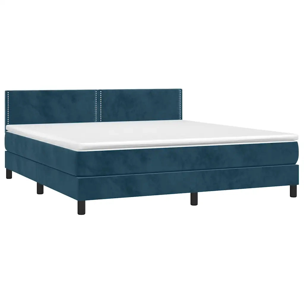 Letto a Molle con Materasso e LED Blu Scuro 180x200 cm 3134361