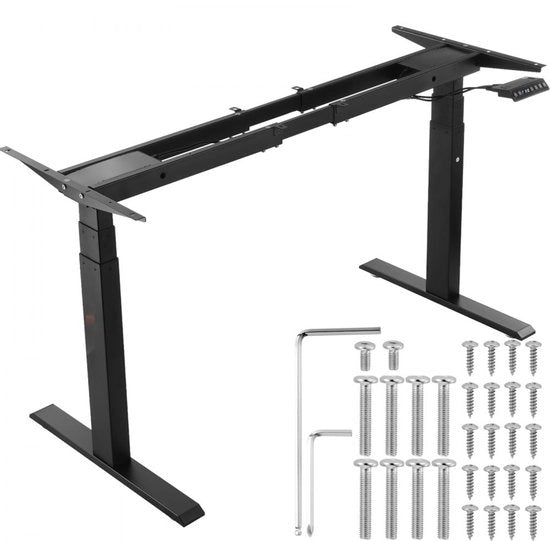 Sedia di Ufficio con Struttura in Legno - Piastra Elettrica - Doppio Motore - Altezza Regolabile 65-129 cm - Larghezza Regolabile 110-178 cm - Memoria 3 Posizioni - Struttura Solo - Nero