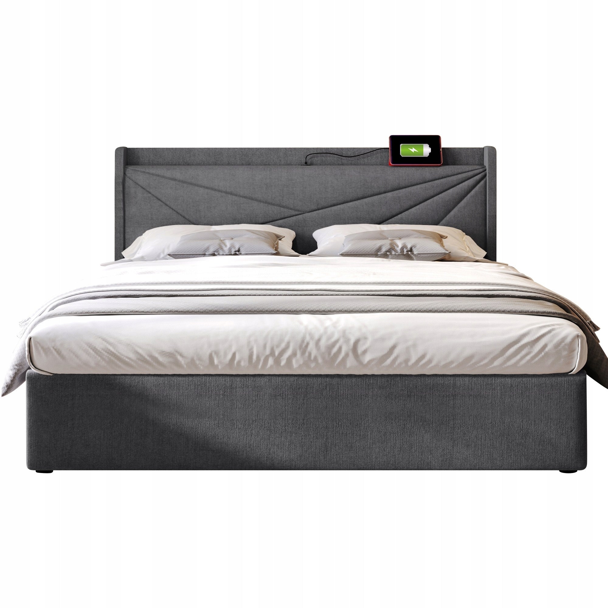 Letto per bambini a forma di arcobaleno - Xylo - 140x200 cm - Rosa PU con nuvole
