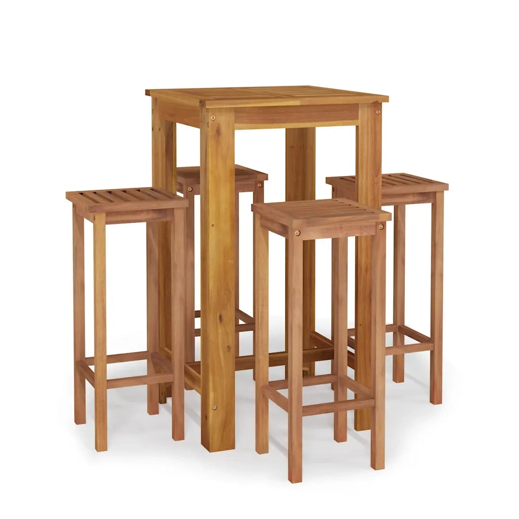 Set da Bar da Giardino 5 pz | Set Salotto da Giardino in Legno Massello di Acacia