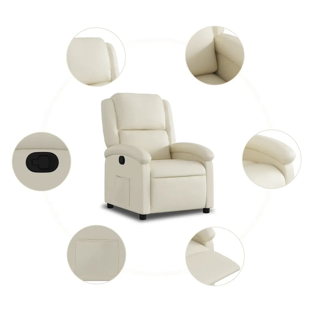 Divano Sedia-Poltrona reclinabile in Similpelle Crema 516485
