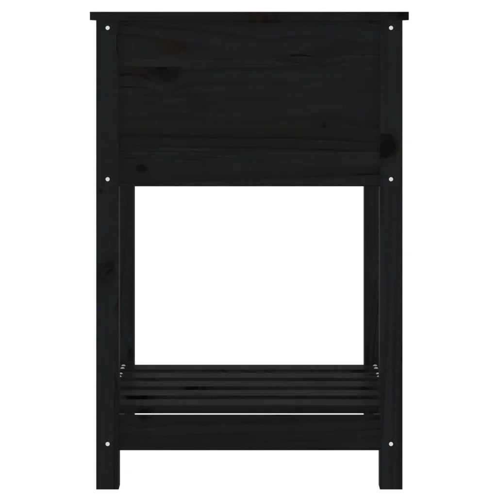 Fioriera con Mensola Nera 54x54x81 cm in Legno Massello di Pino 823777