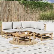 Set Salotto da Giardino 6pz con Cuscini Grigio Chiaro Bambù 3155103