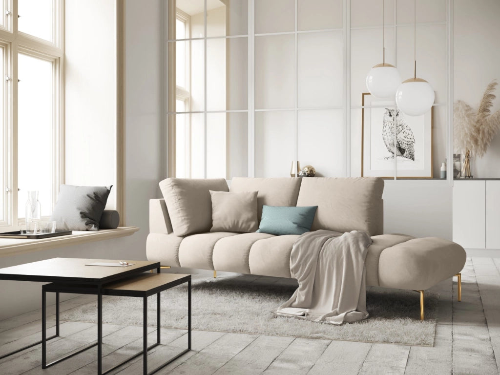 Cosmopolitan Design - Chaise longue destra "Hastings" 2 posti in velluto beige 