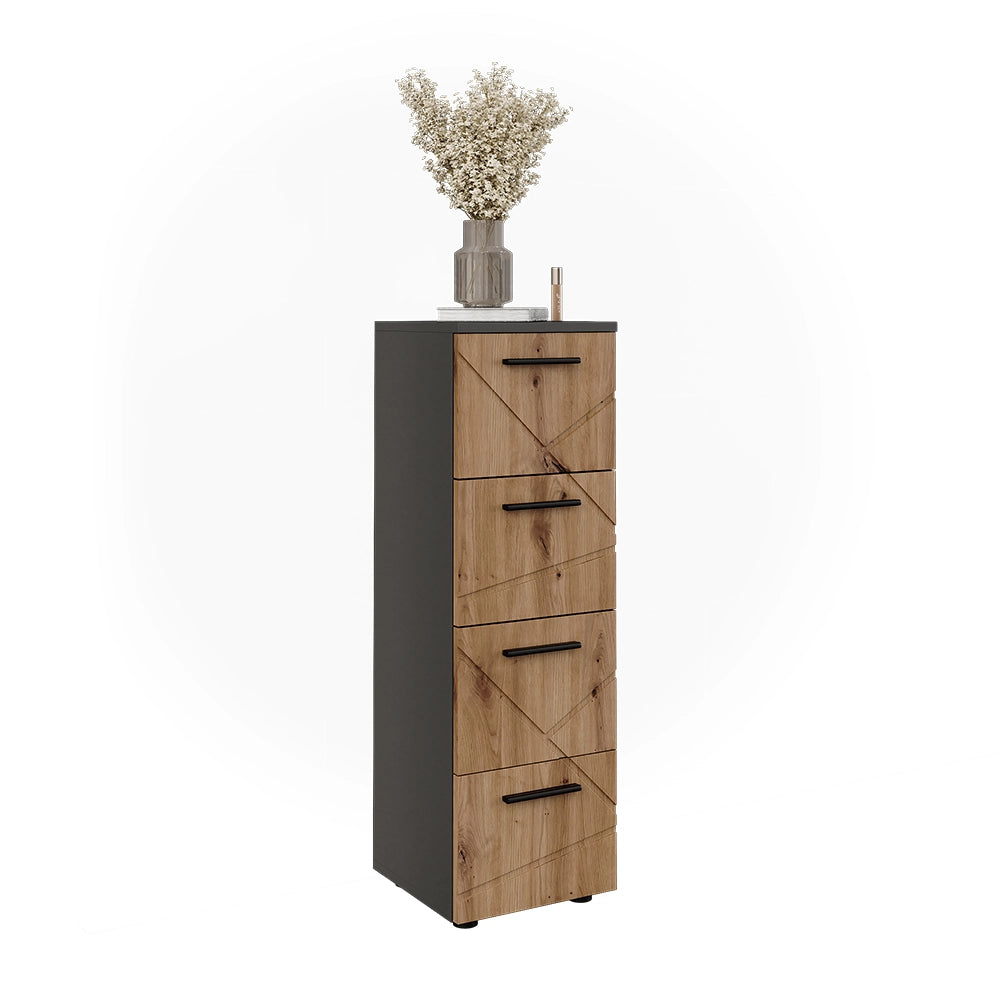 Vicco Mobiletto midi Antracite/Artisan 30 x 95 cm con 4 cassetti