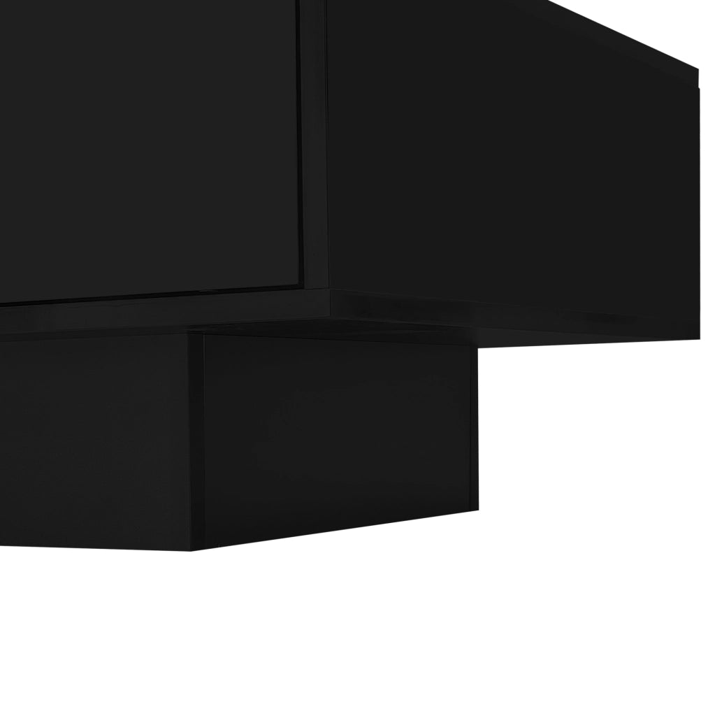 Tavolino da salotto nero lucido con LED e due cassetti