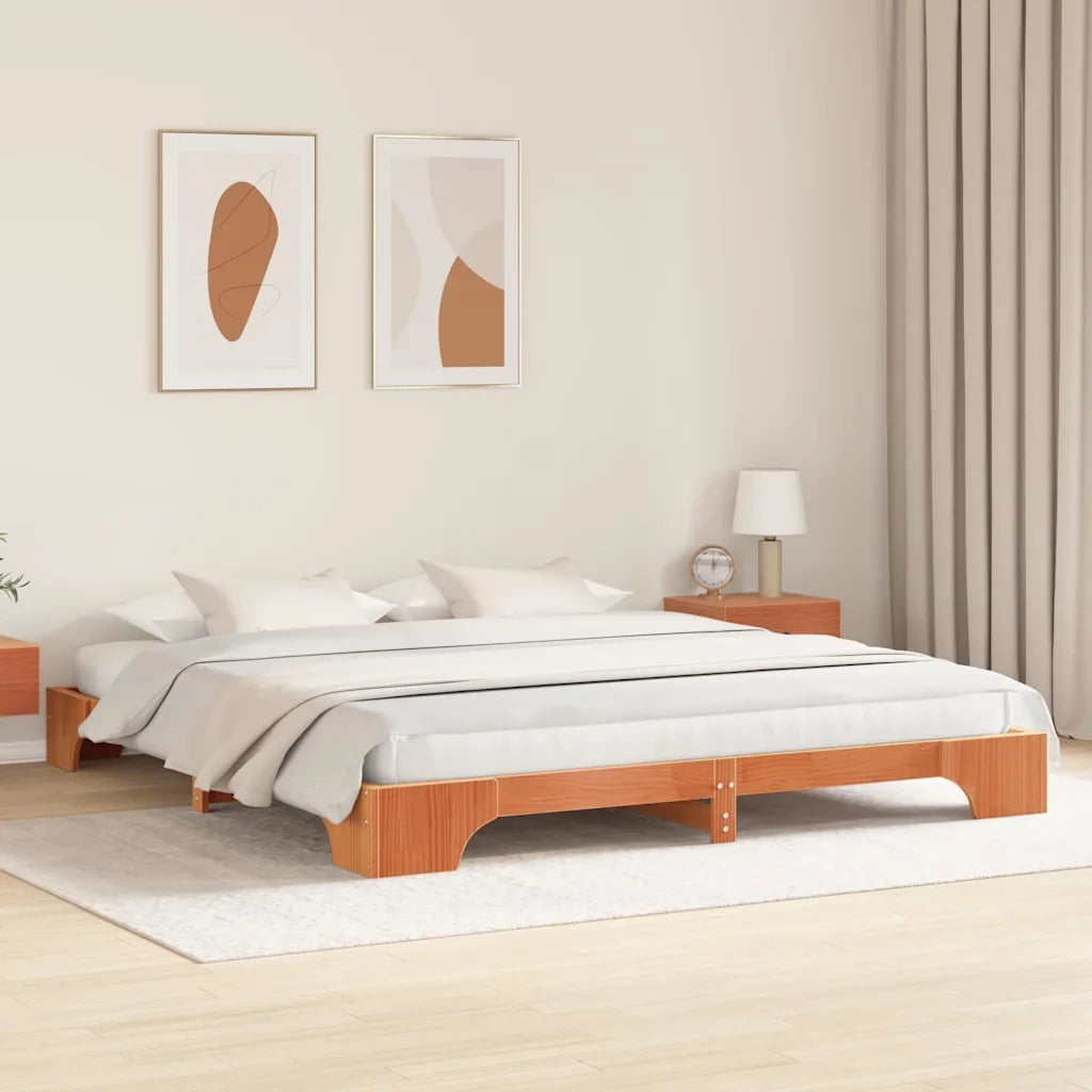 Struttura del letto Marrone cerato 200 x 200 cm Pino massello 872850