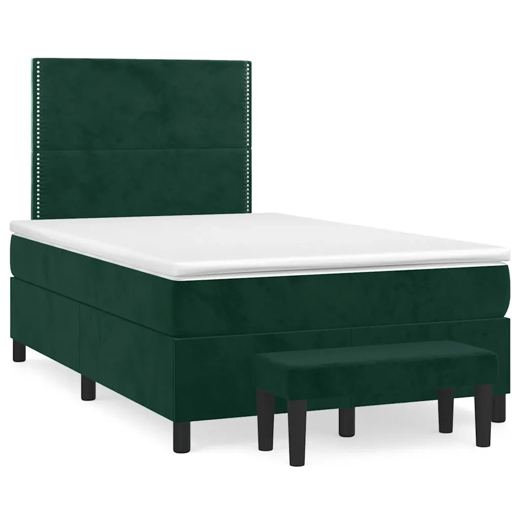 Giroletto a Molle con Materasso Verde Scuro 120x200 cm Velluto