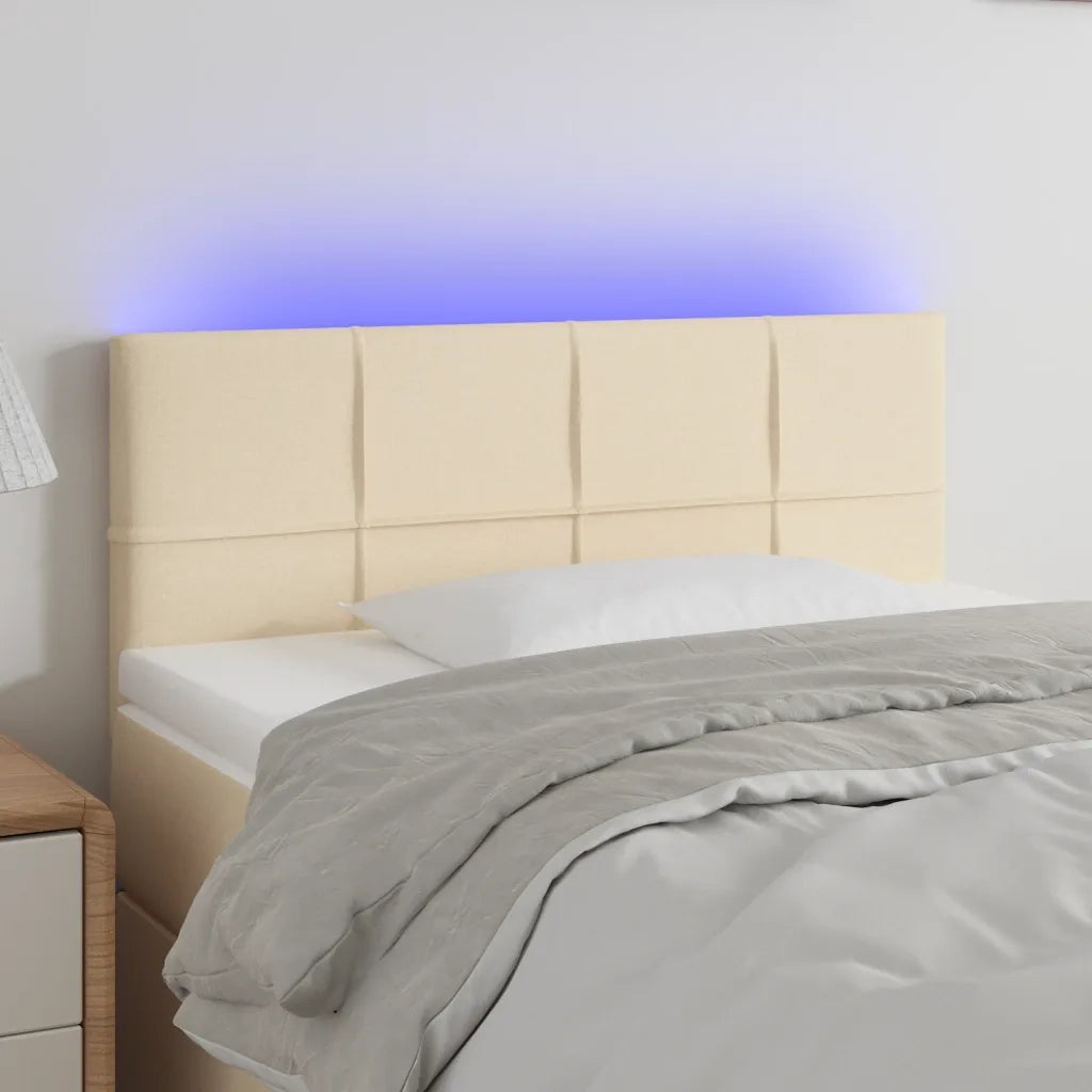 Testiera | Testata a LED Crema 100x5x78/88 cm in Tessuto