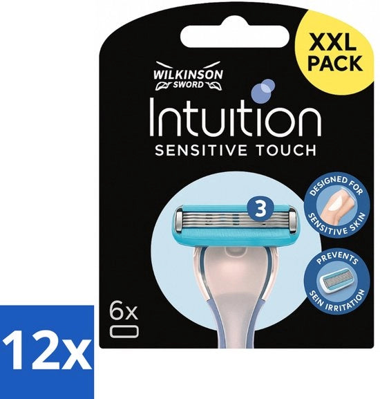 12 x Navulmesjes Sensibili al Contatto - Con Gel Idratante - 6 Rasoi - Rasoi per Pelli Sensibili - Gel Idratante - Aloe Vera - Vitamina E