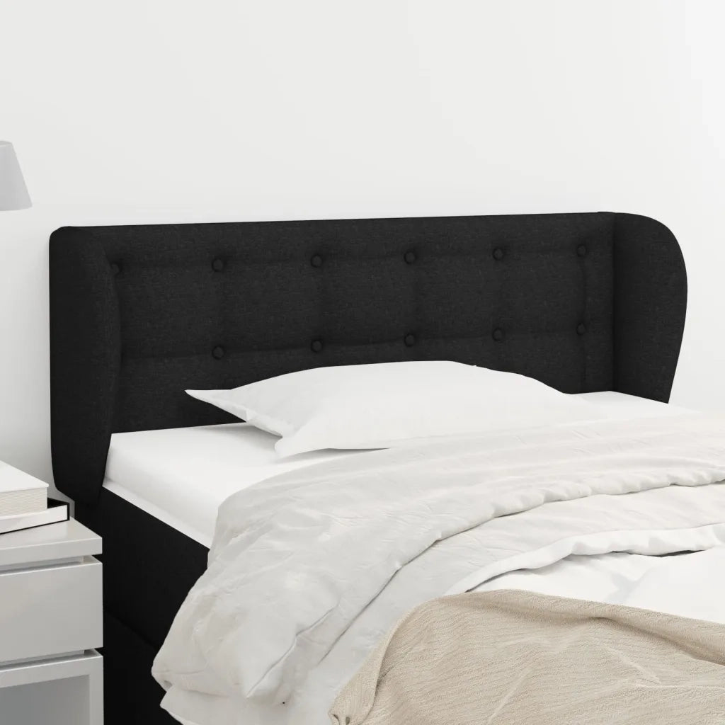 Testiera | Testata ad Orecchio Nera 93x23x78/88 cm in Tessuto