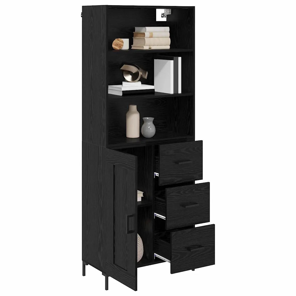 Credenza Rovere Nero 69,5 x 34 x 180 cm Legno multistrato
