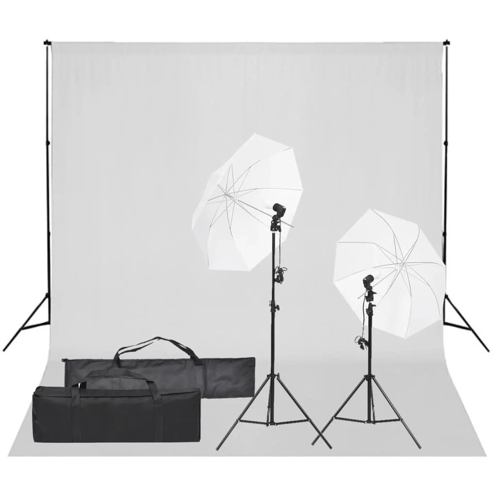 Kit per studio fotografico con illuminazione e fondale nero 02_0042405