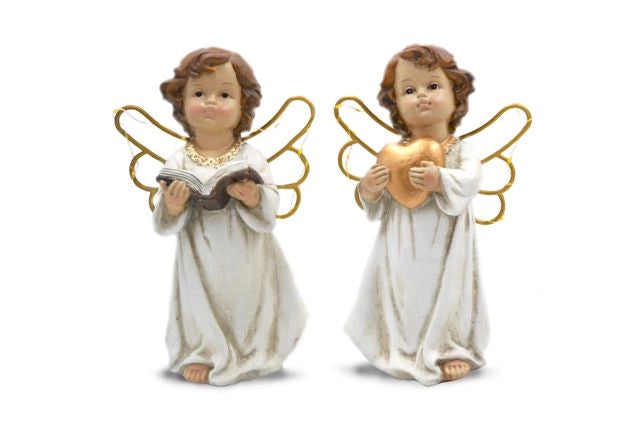 Decorazione Casa Natalizia Angelo in Resina con Luce 20 cm 2 Modelli