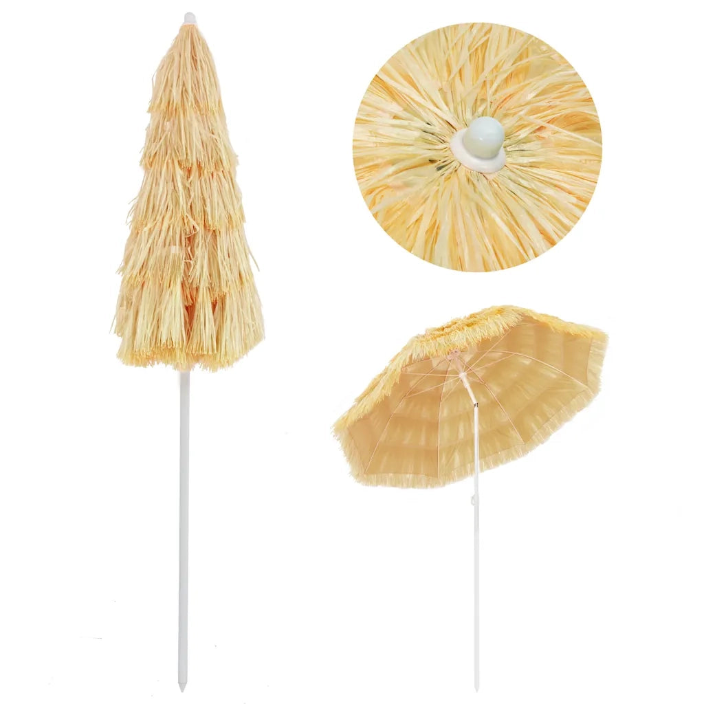 Ombrellone da Spiaggia Naturale 180 cm in Stile Hawaiano 44547