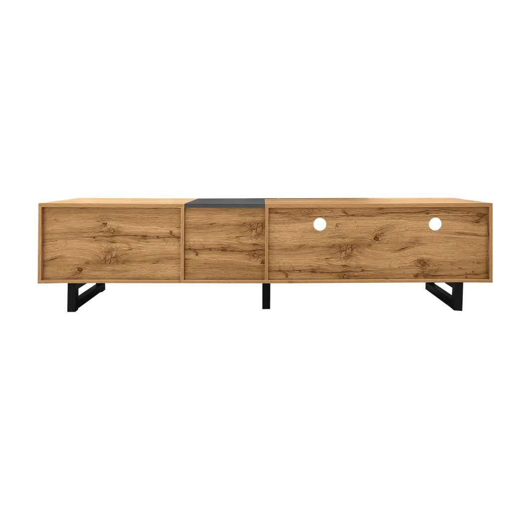 Mobile TV a 3 Ante e 2 Ripiani ¨C MINIMAL ¨C Legno Retro, Gambe in Metallo