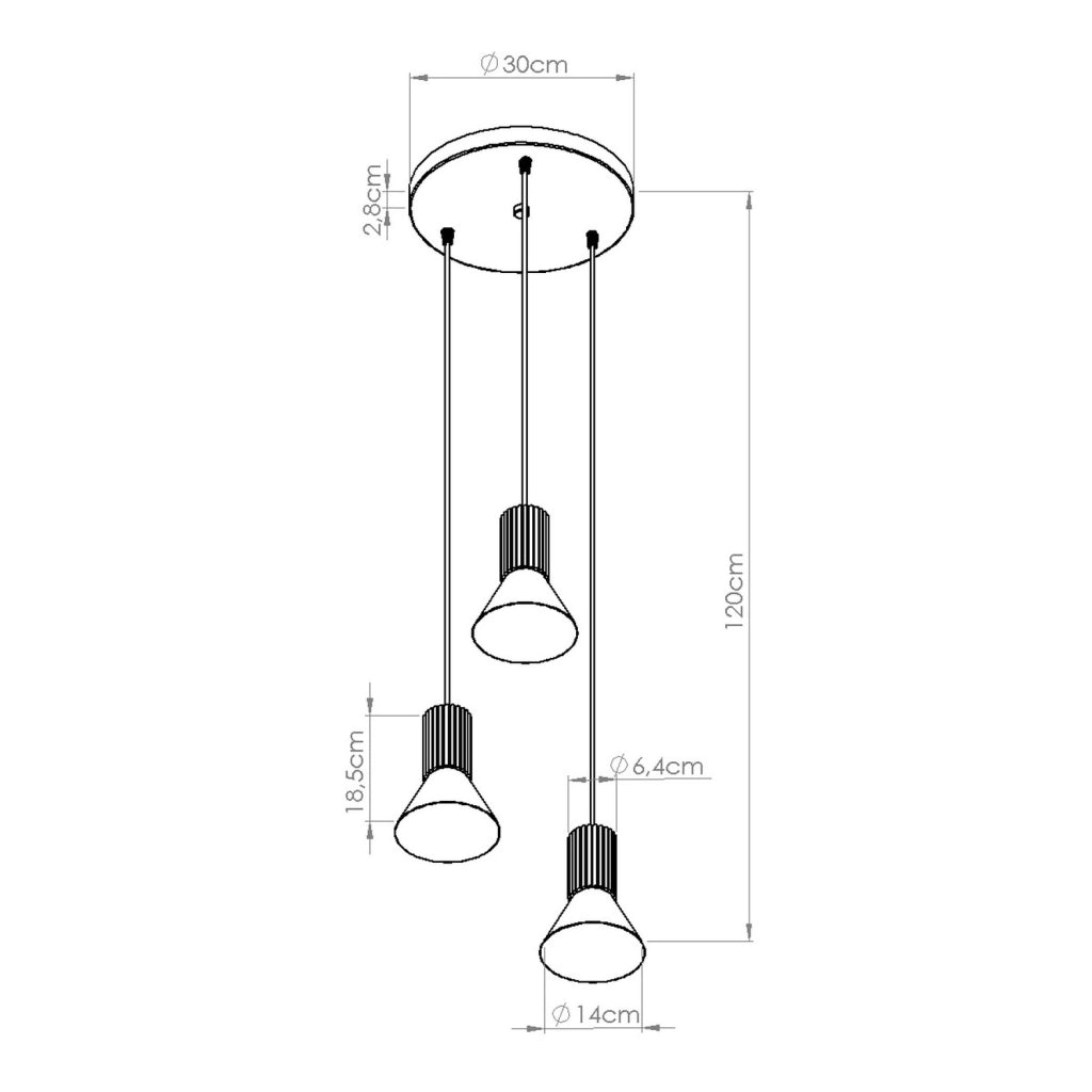 Lampada a sospensione Estria Crimson a 3 luci in acciaio beige e alluminio, 30x120 cm