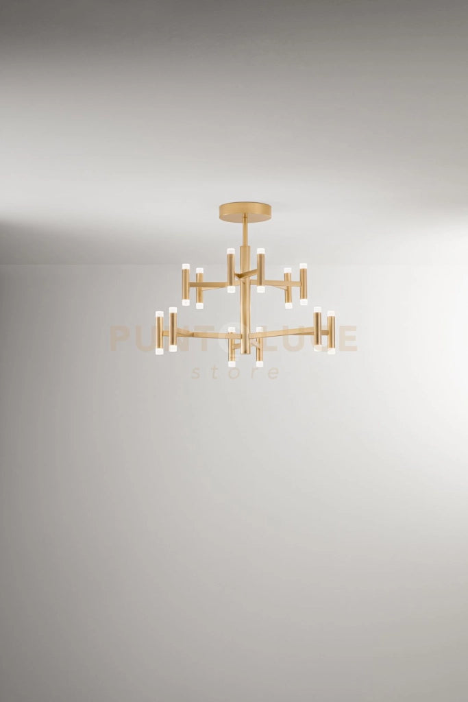 Plafoniera in metallo e alluminio  oro Candles LED 68W 3000K CRI?80 220-240V 50/60Hz 4690Lm biemissione dimmerabile