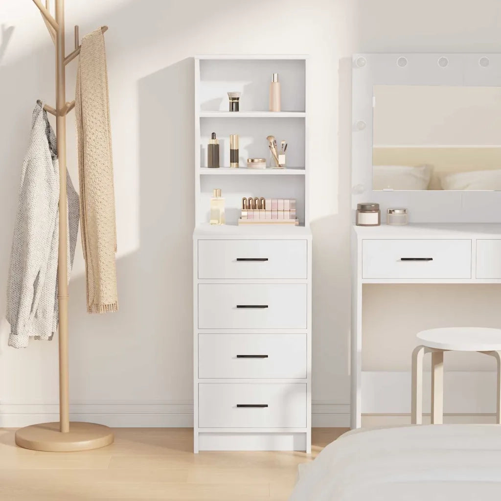 Credenza | Madia | Buffet da pranzo | Armadio da pranzo con cassetto Bianco 40 x 41 x 135 cm Legno multistrato