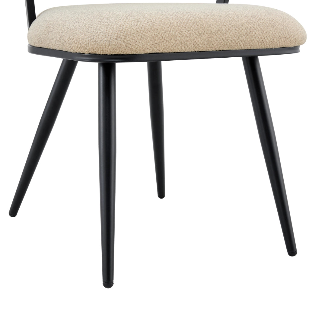 Sedia da Pranzo Set da 2 con Schienale Ergonomico Imbottito e Gambe in Metallo Velluto Beige Nero 64 × 57 × 78 cm