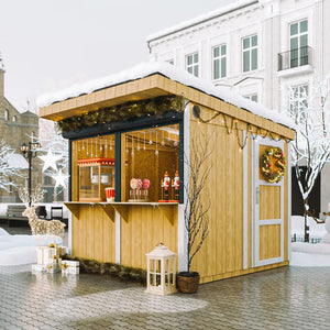 Chiosco esterno PREMIUM - 5,9mq - H240x248x305 cm - Costruzione pannello PREMIUM - Timbela M950-HARVEST HONEY