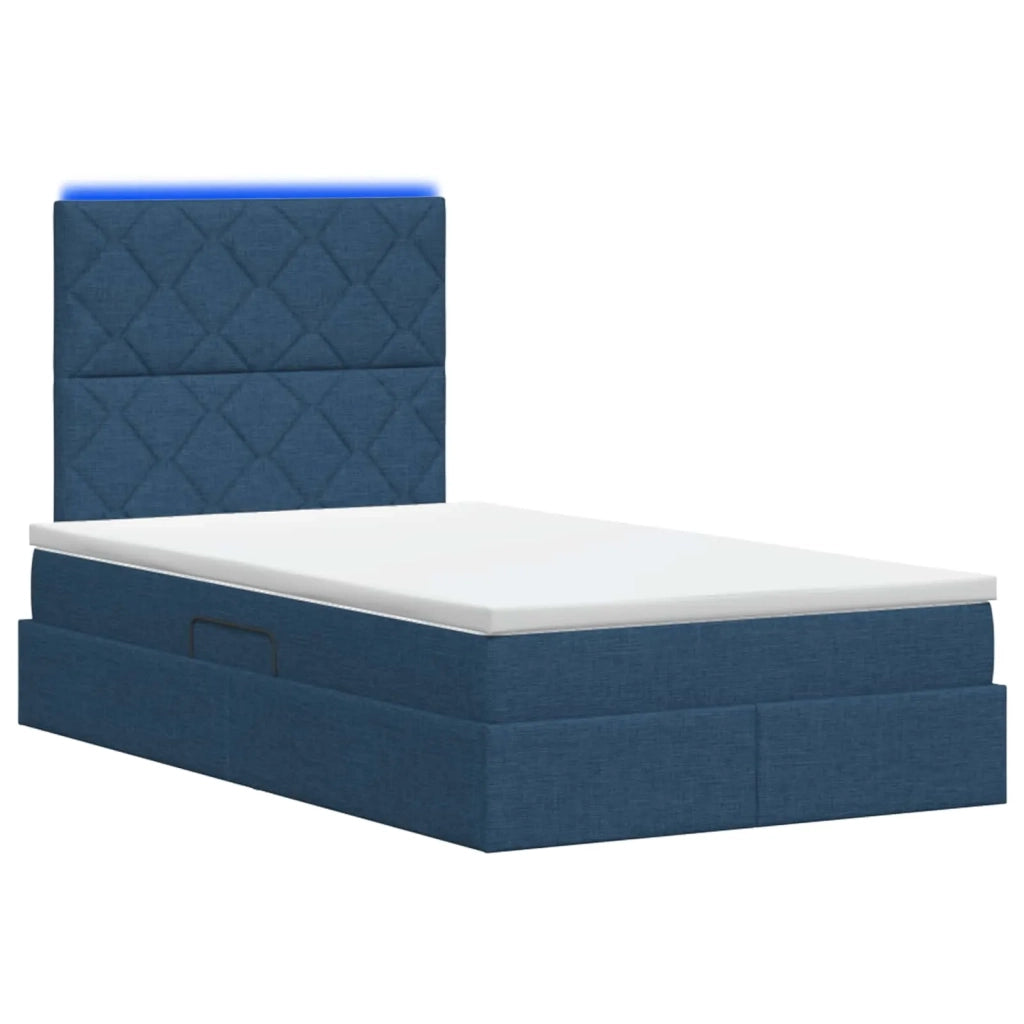 Letto con contenitore LED e materasso Blu 120 x 200 cm Tessuto 3460004