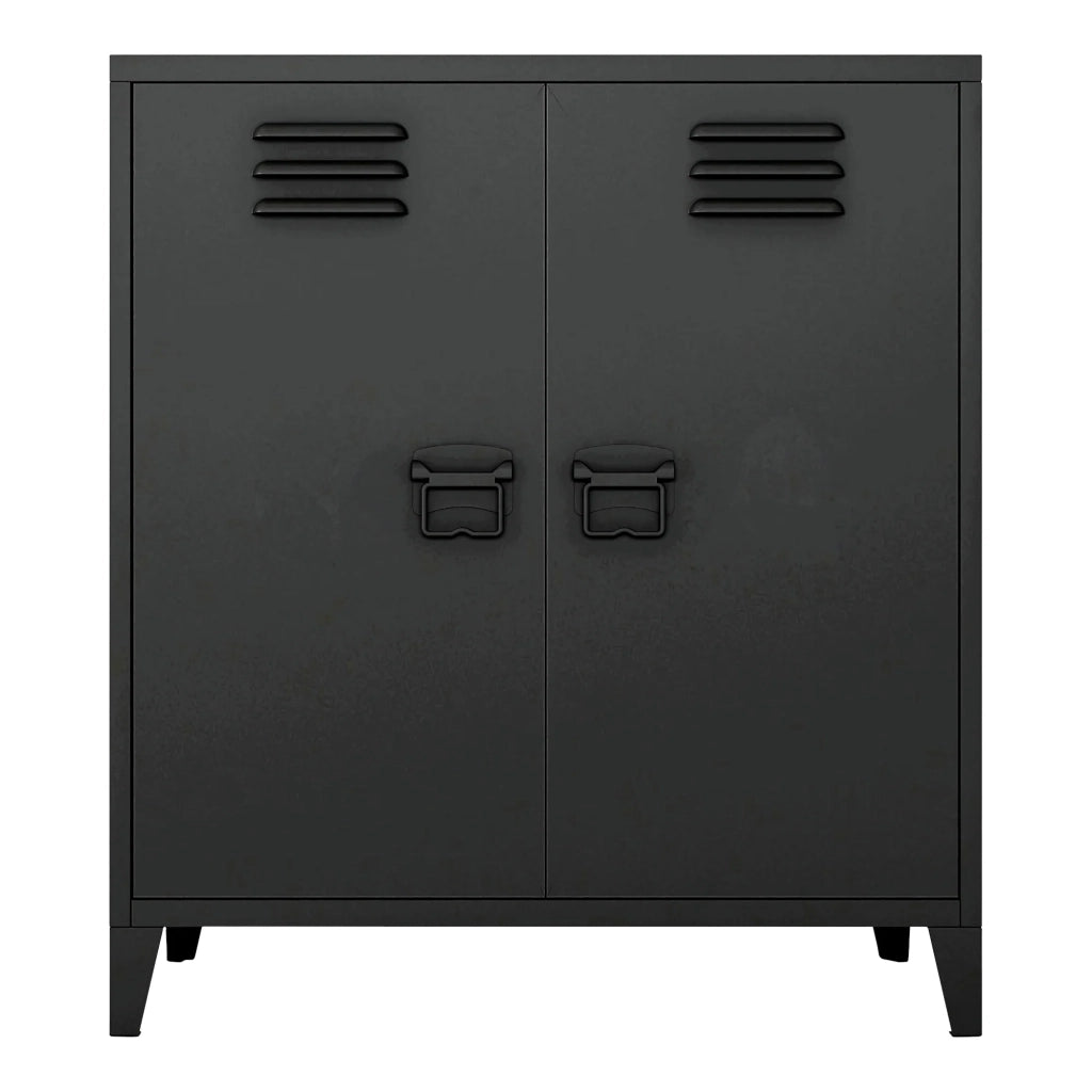 Armadio armadietto per ufficio mobiletto portaoggetti per ufficio officina camera da letto mobiletto per ufficio in metallo con 2 ante 90 x 80 x 33 cm nero opaco 03_0006341