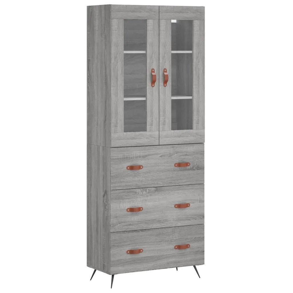 Credenza-Buffet-Armadio da cucina Grigio Sonoma 69,5x34x180 cm in Legno Multistrato 654309