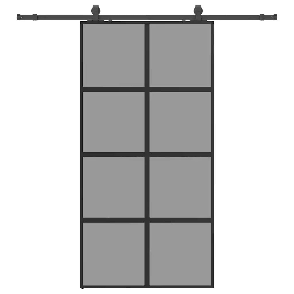 Porta Scorrevole Ferramenta Nera 102,5x205 cm Vetro Temperato