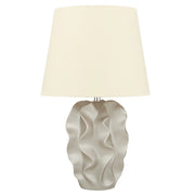 Lampada da comodino con paralume color crema con base dorata