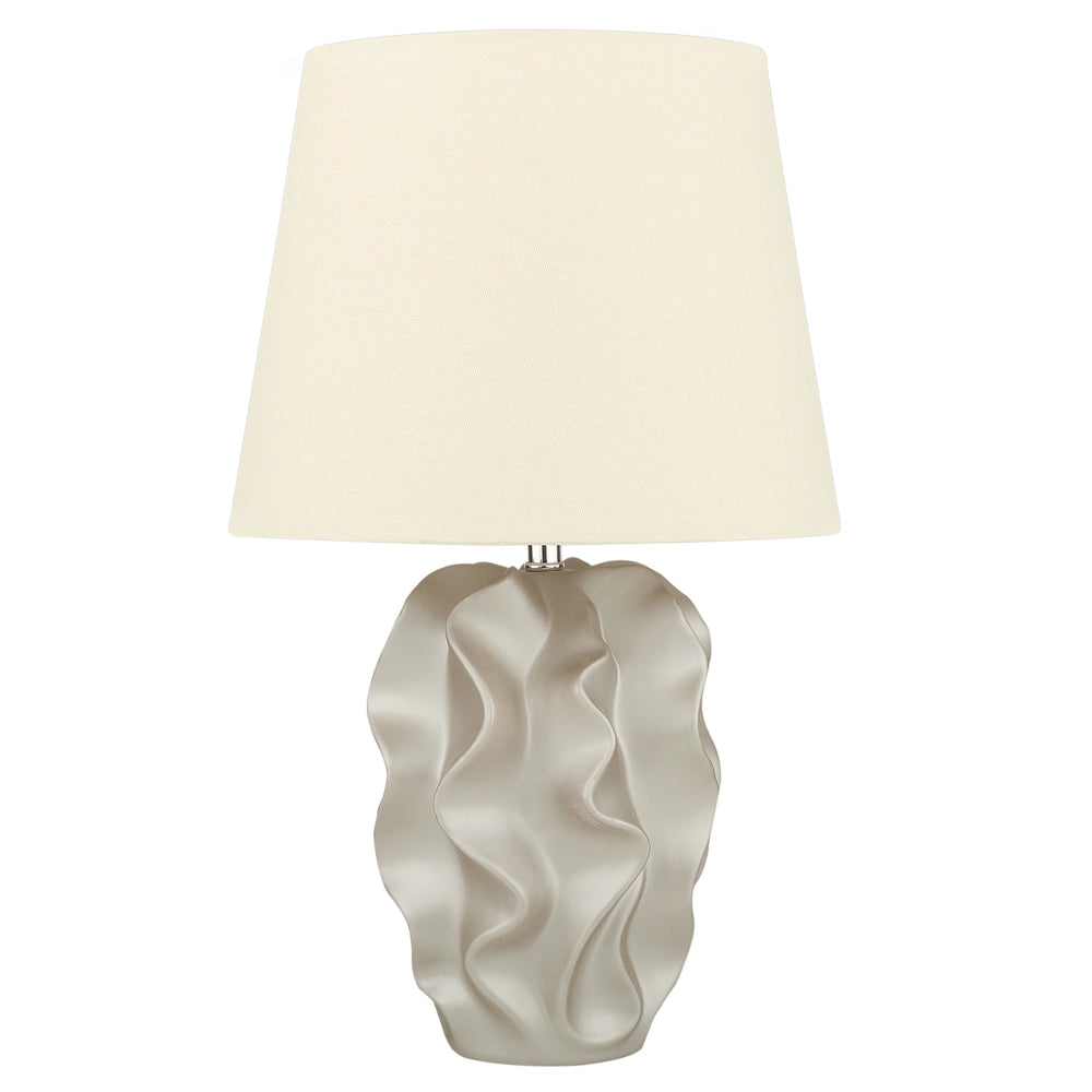 Lampada da comodino con paralume color crema con base dorata
