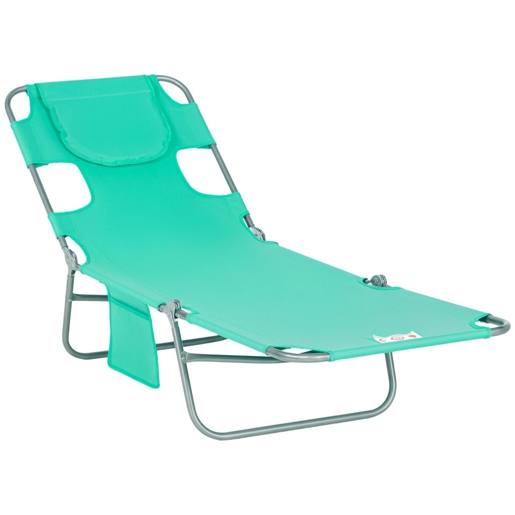 Lettino da giardino ¨C zephmum ¨C verde, metallo, tessuto, con tasche laterali