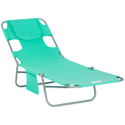 Lettino da giardino ¨C zephmum ¨C verde, metallo, tessuto, con tasche laterali