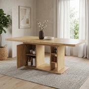 Tavolo da pranzo allungabile 140/180 x 80 cm in MDF colore rovere con vani portaoggetti