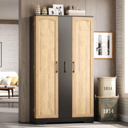 Credenza da cucina con doppia anta, 4 ripiani interni regolabili e vano portaghiere, 150 × 78 × 40 cm, nero