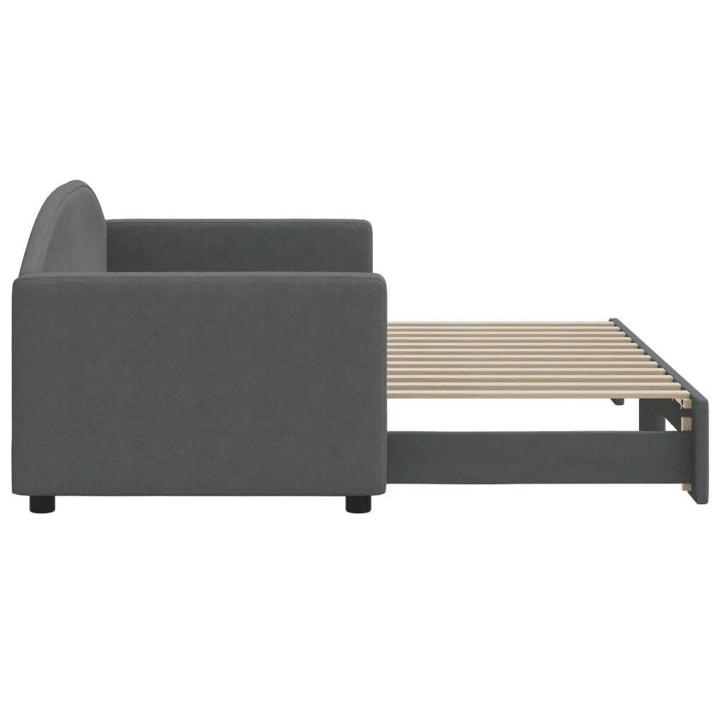 Divano Letto con Letto Estraibile Grigio Scuro 80x200 Tessuto