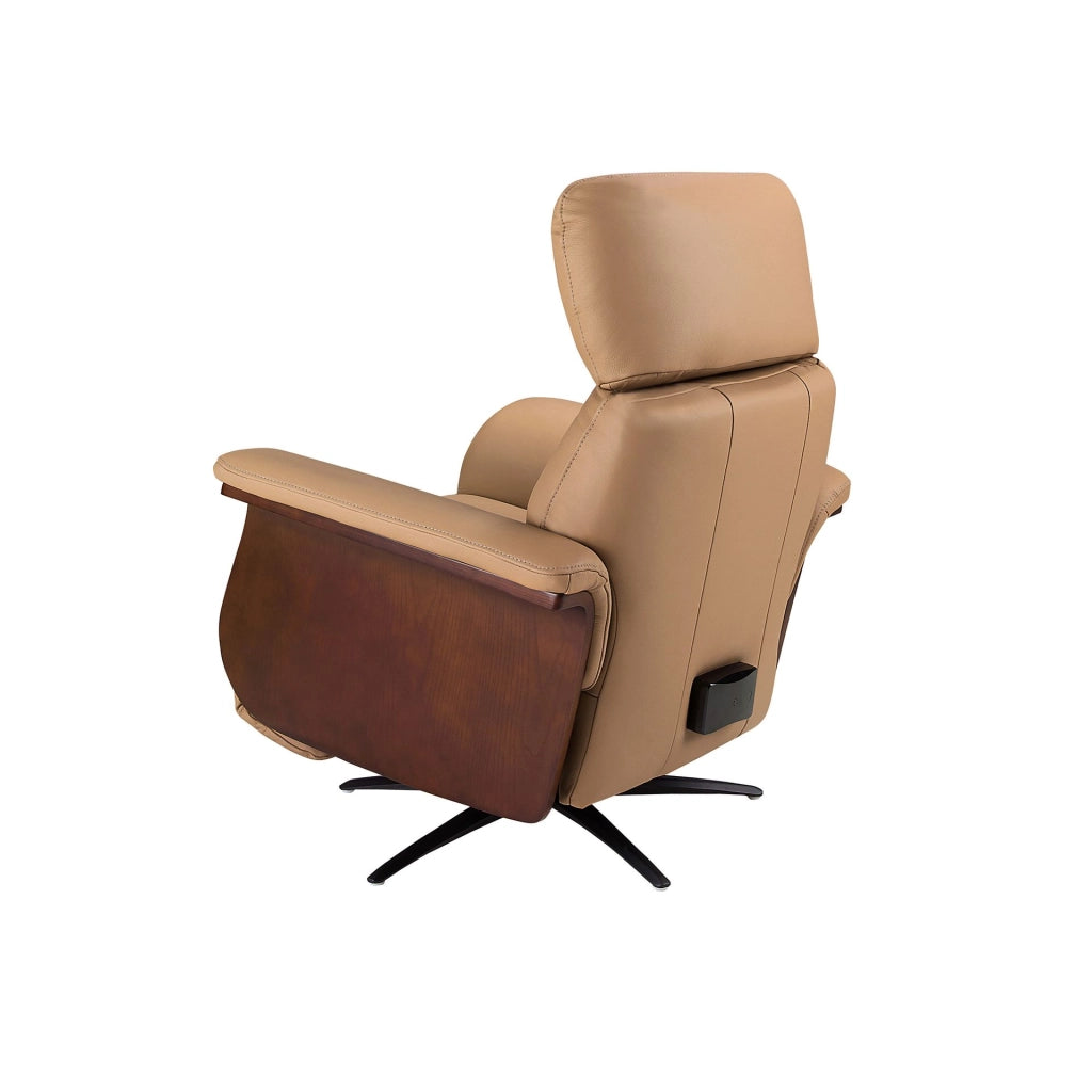 Poltrona relax girevole in pelle marrone