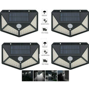 Trade Shop - 4pcs Lampada Luce Faretto Faro Esterno Energia Solare 100 Led Sensore Movimento -