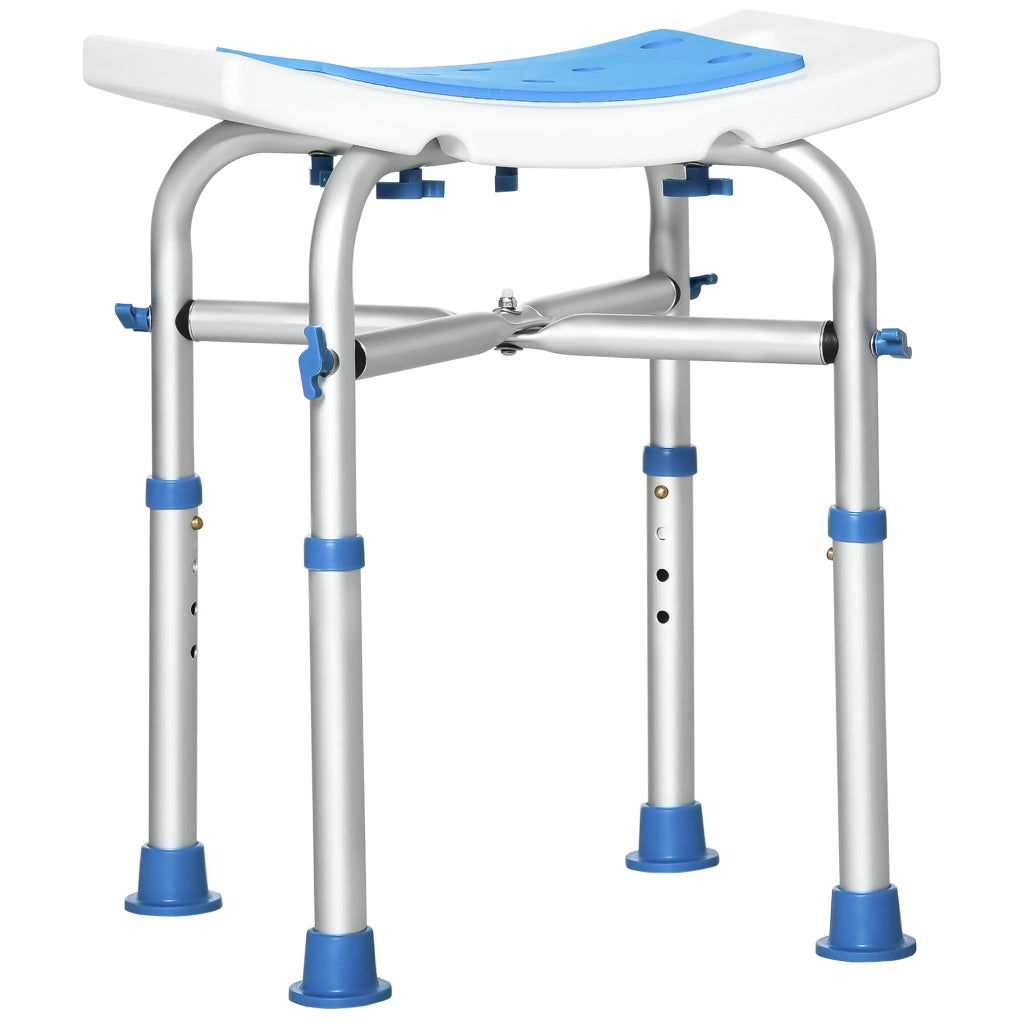 EasyComfort Sgabello per Doccia in Alluminio con Altezza Regolabile e Piedini Antiscivolo a Ventosa, Blu