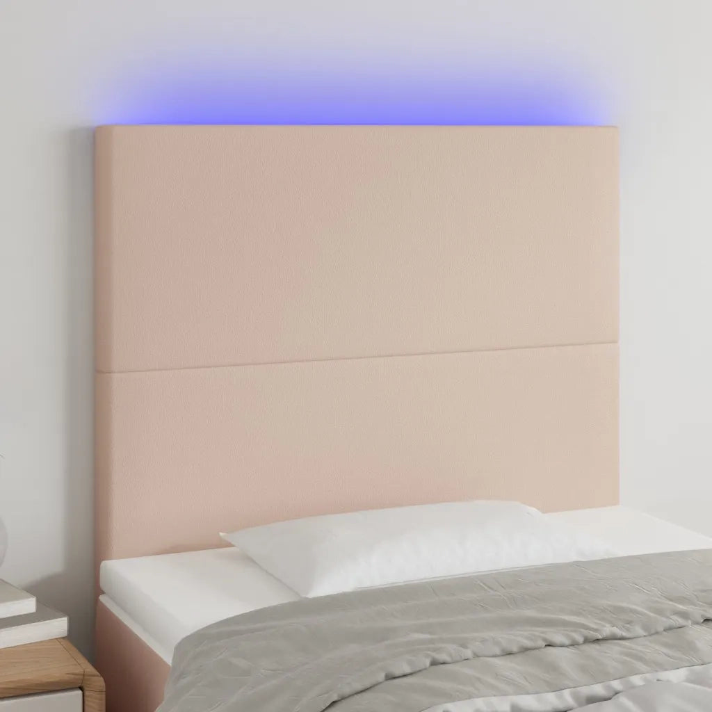 Testiera | Testata a LED Cappuccino 90x5x118/128 cm in Similpelle