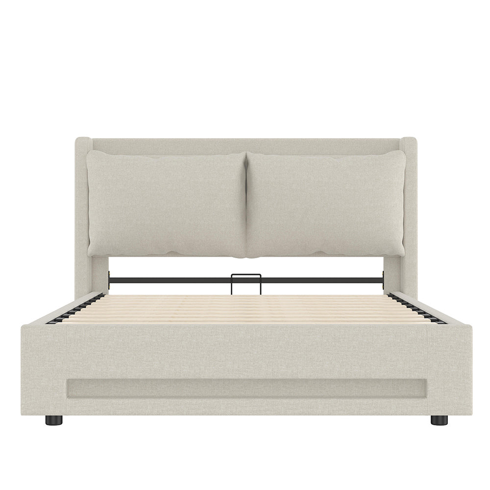 Letto a baldacchino 140x200cm - Xylo - velluto USB-C cuscini removibili