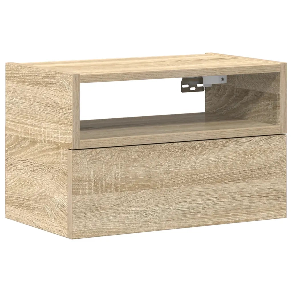 Comodino a Muro-Tavolino da notte sospeso Rovere Sonoma 45x26x28,5 cm