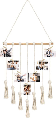 Display per foto macramé da appendere - 25 foto - decorativo - 40 x 92 cm
