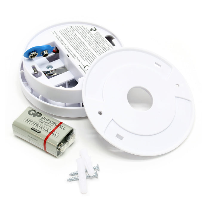 Rilevatore di fumo fotoelettrico con batteria 9V, 120 pz, Allarme Incendio 85dB, senza filo, DIN EN 14604