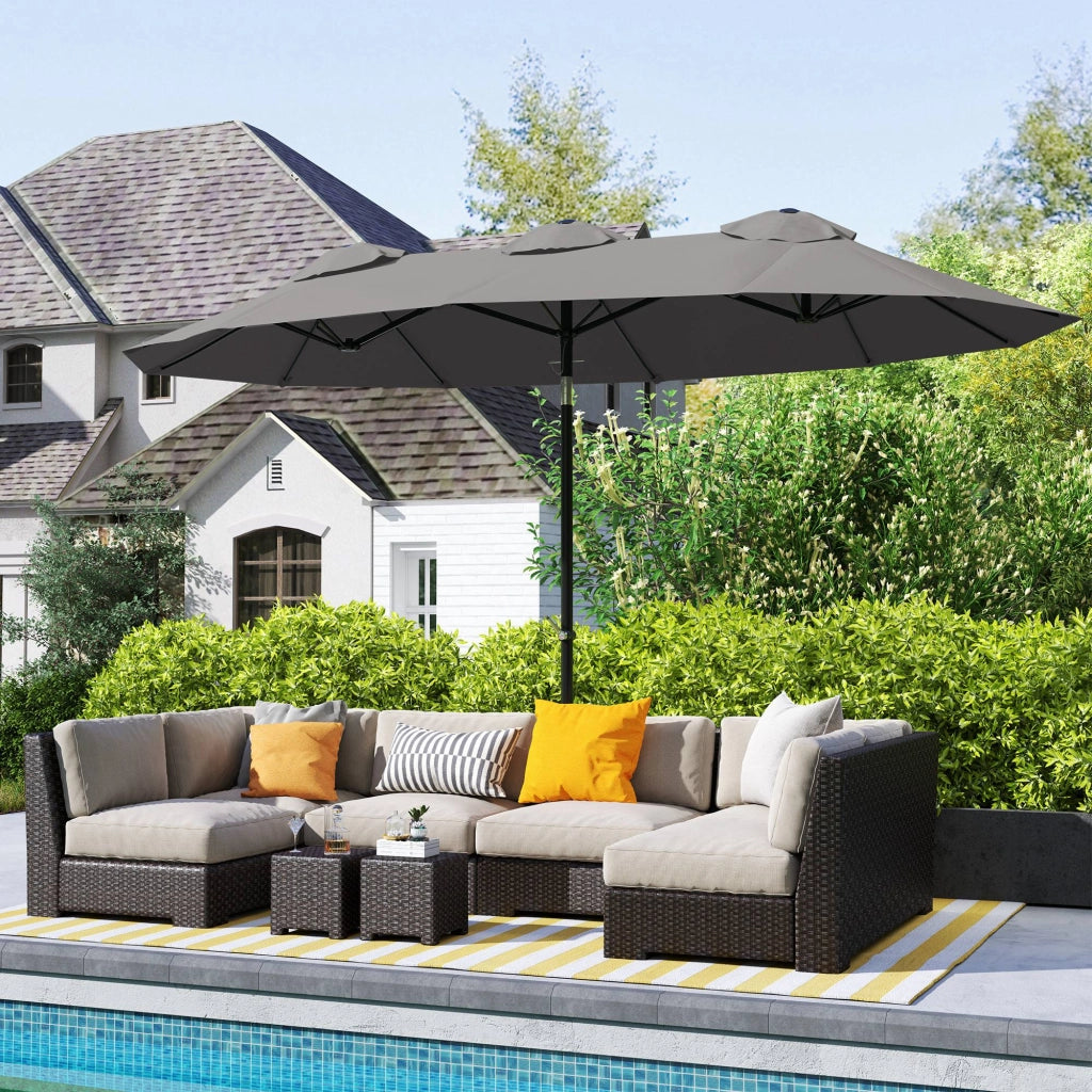 Ombrellone da Giardino Doppio ¨C zephmum ¨C Grigio 295x152x222 cm