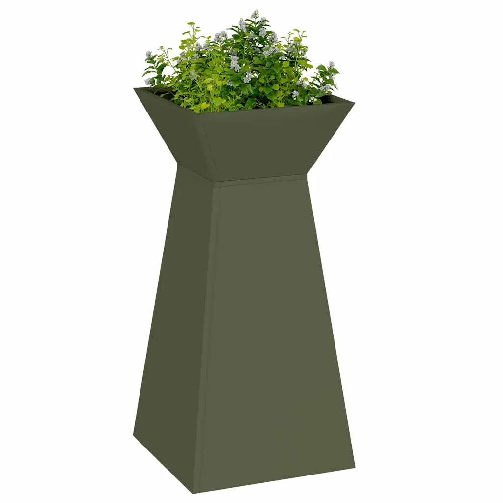 2 pz Fioriere | Cassetta per fiori | Vaso a Pilastro Oliva 35 x 35 x 73 cm