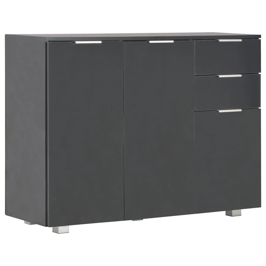 Buffet credenza cassettiera armadio mobile contenitore organizer per cucina soggiorno finitura lucida 107 x 35 x 80,5 cm nero 02_0036163